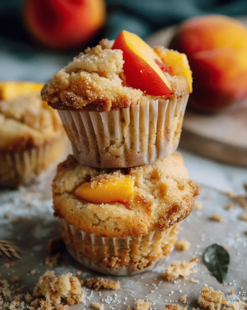 Easy Peach Muffins Recipe with Brown Sugar Topping