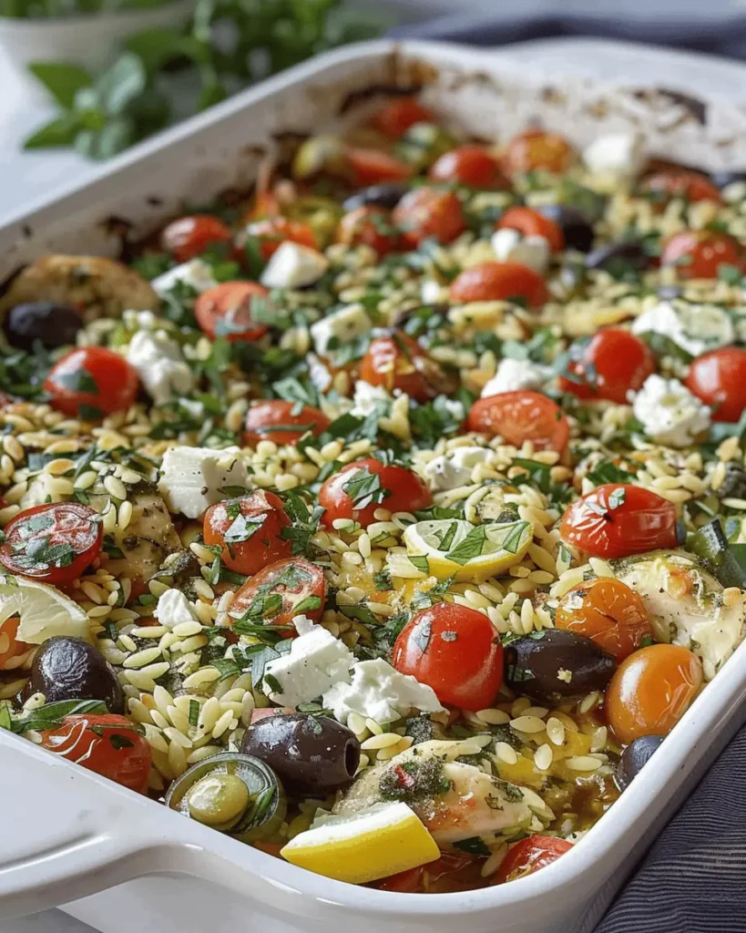 Greek Chicken Orzo Pasta Bake with Lemon (One Pan)