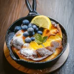 Mini Dutch Babies with Lemon Curd and Blueberries