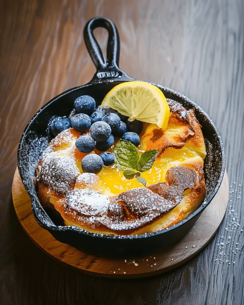Mini Dutch Babies with Lemon Curd and Blueberries