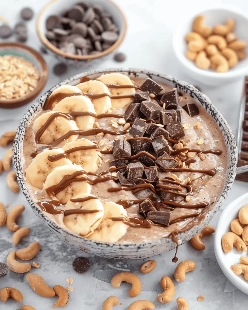 Thick and Creamy Snickers Smoothie Bowl (Vegan, GF)