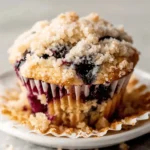 Sourdough Blueberry Muffins with Crumb Topping