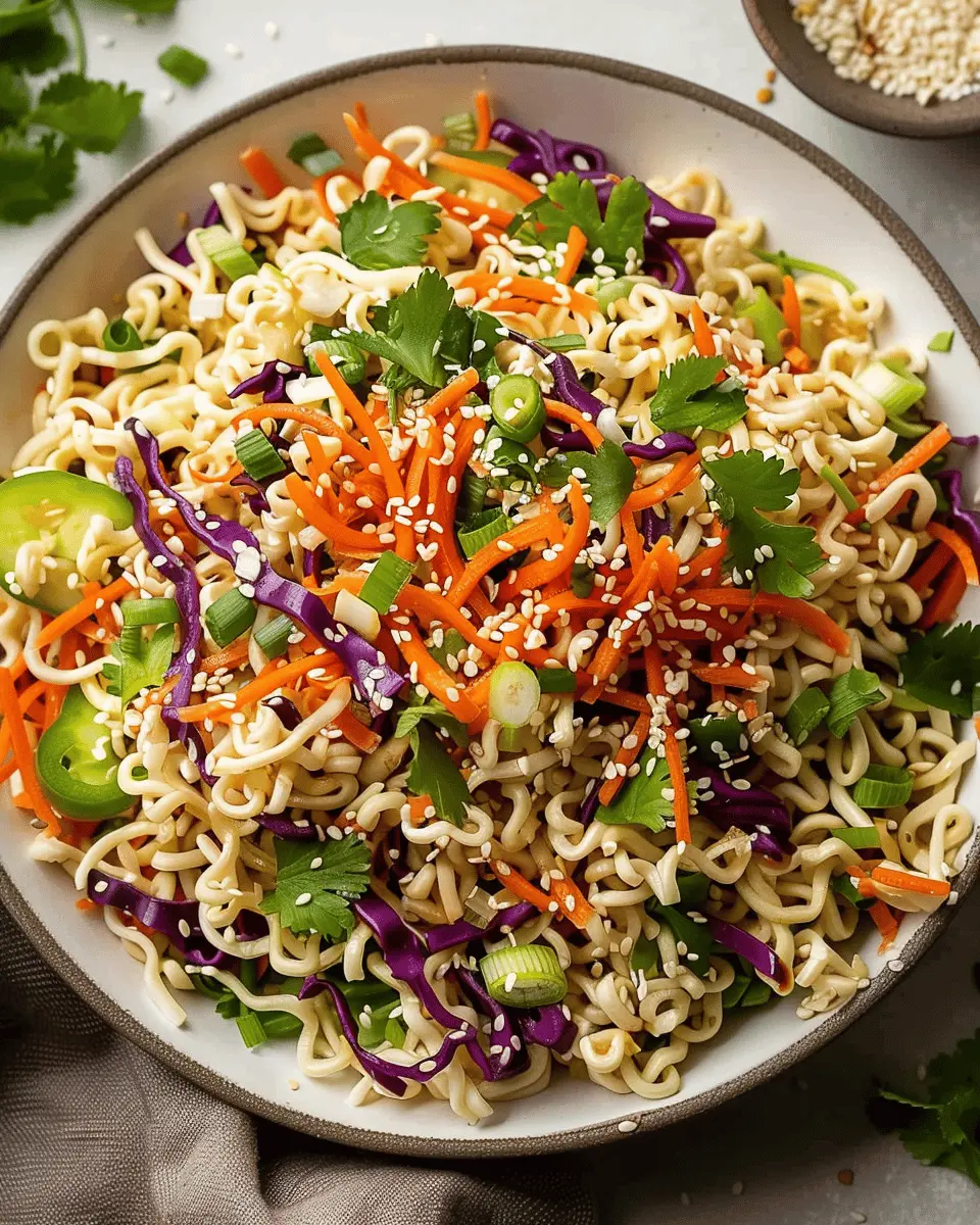 Cold Ramen Noodle Salad with Turkey Bacon and Chicken Ham Delight