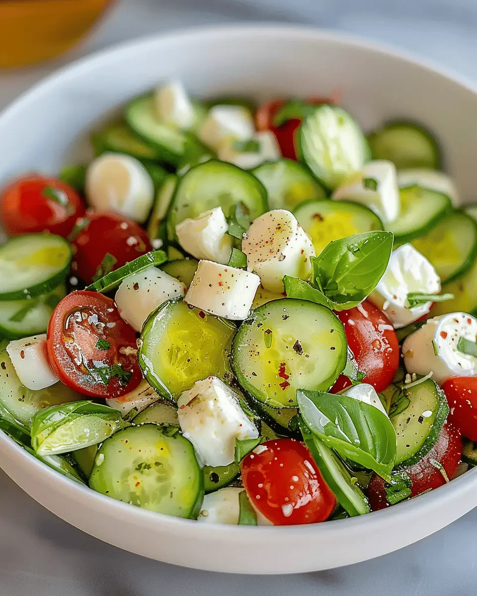 Easy Cucumber Mozzarella Salad with Turkey Bacon and a Zesty Twist