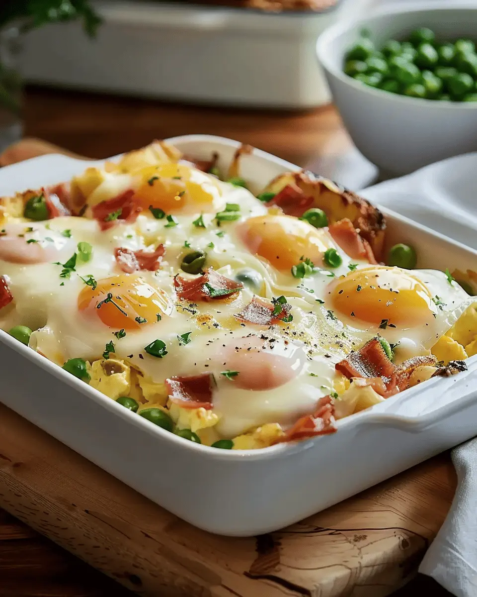 Eggs Benedict Casserole with Turkey Bacon and Chicken Ham Bliss