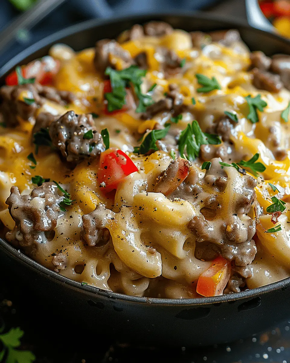 High-Protein Creamy Philly Cheesesteak Mac & Cheese Delight