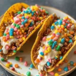 Fruity Pebbles Cheesecake Tacos