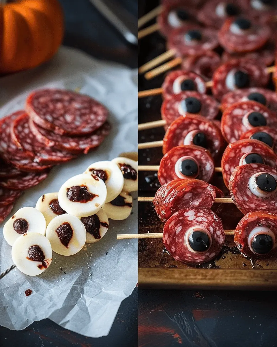 Creepy Skewered Salami Eyeballs: Easy Halloween Appetizer Idea