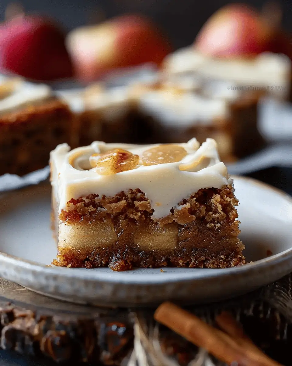 Decadent Apple Cinnamon Blondies with Maple Cream Cheese Frosting