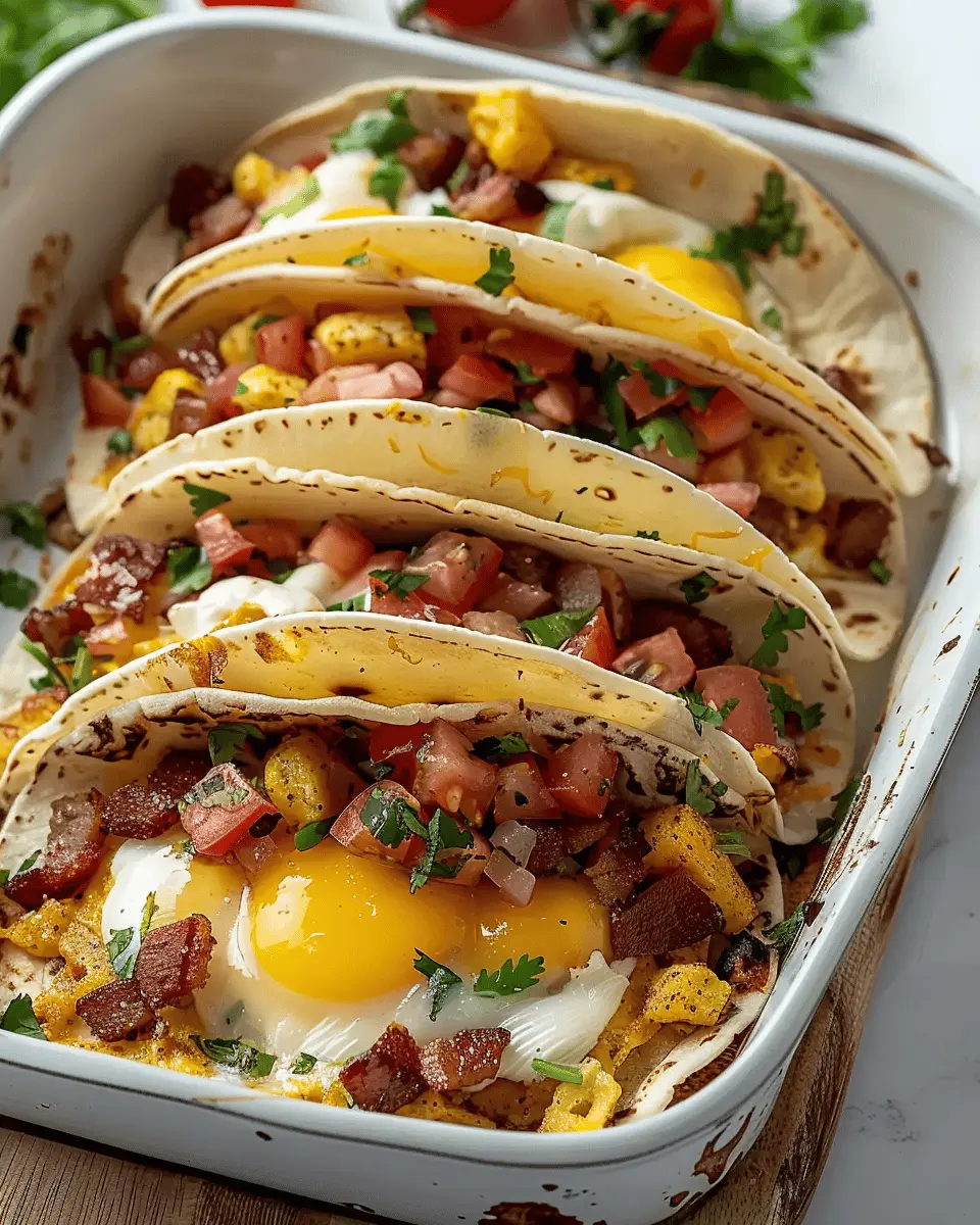 Tasty Baked Breakfast Tacos with Turkey Bacon and Chicken Ham