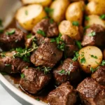 Crockpot Garlic Butter Beef Bites with Potatoes