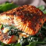 Blackened Salmon Stuffed with Spinach & Parmesan