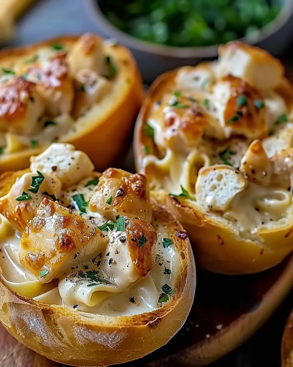 Chicken Alfredo Garlic Bread Bowls: Indulgent Comfort Made Easy