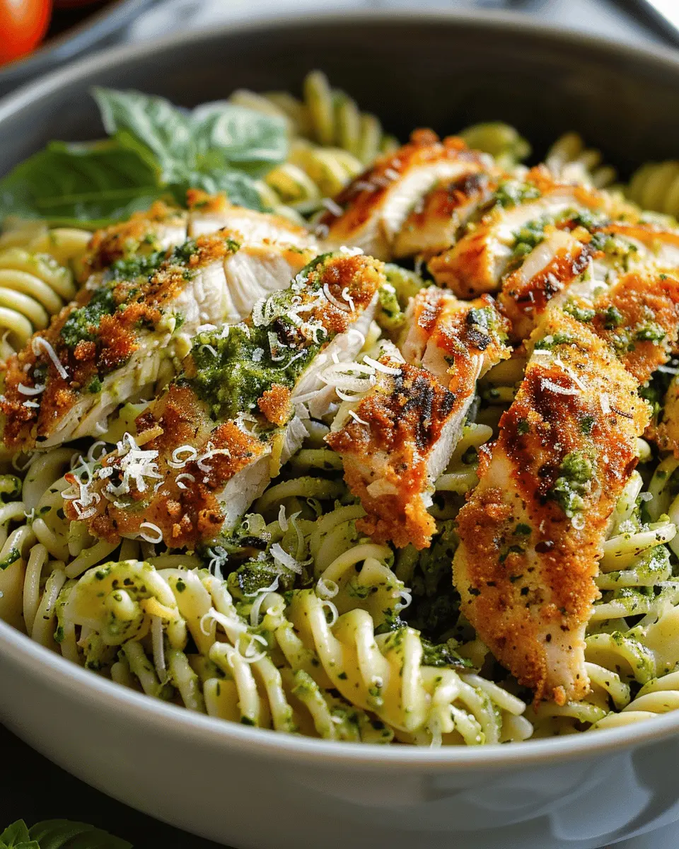 Pesto Pasta with Crispy Parmesan Chicken: Easy Weeknight Delight