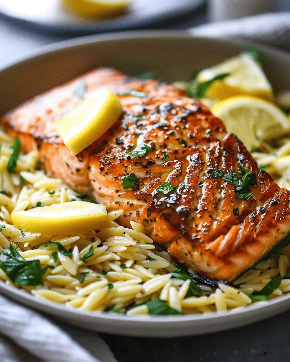 30-Minute Seared Salmon: Easy Lemon Orzo Delight for Dinner
