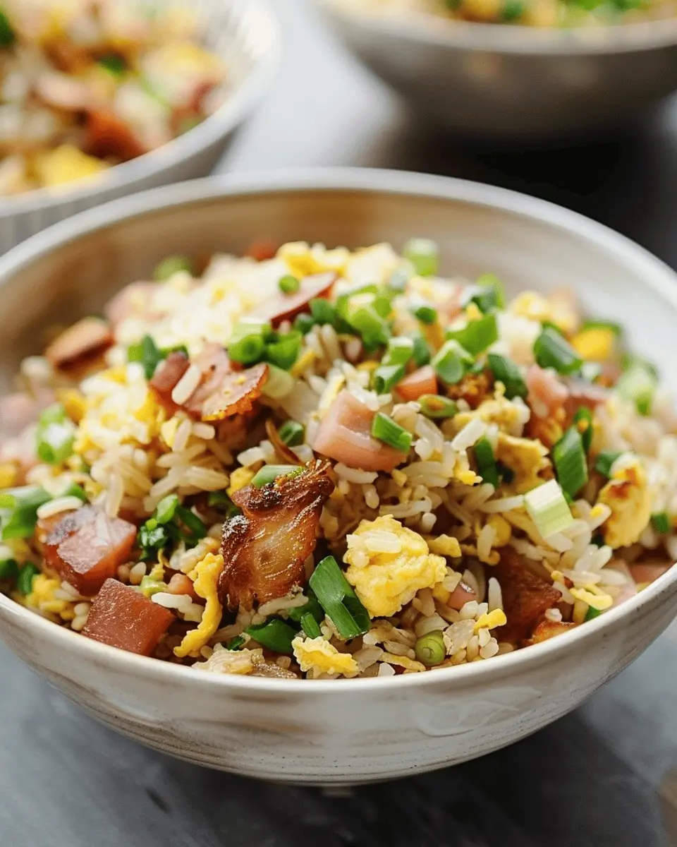 Breakfast Fried Rice: Easy Recipe with Turkey Bacon and Chicken Ham